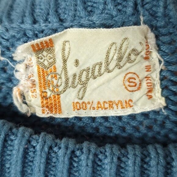 Sigallo Ski Sweater Vintage 70s Nordic Winter Pattern Geometric Mens Size Small - Picture 4 of 5